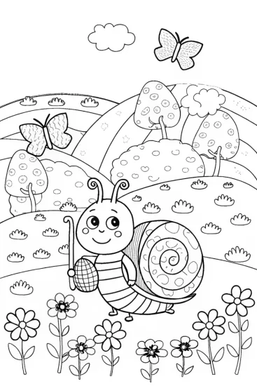 A coloring page of Silly Snail Sammy’s Garden Adventure Coloring Page