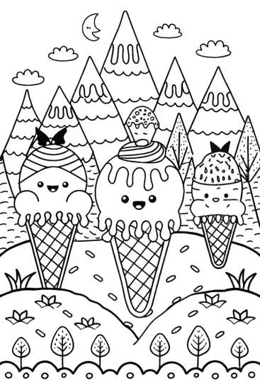 A coloring page of Ice Cream Galaxy Quest Coloring Page