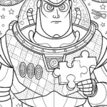 Buzz Lightyear’s Cosmic Puzzle Adventure Coloring Page