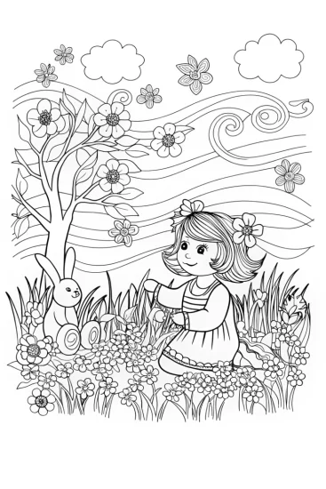 A coloring page of Flower Crown Coloring Page