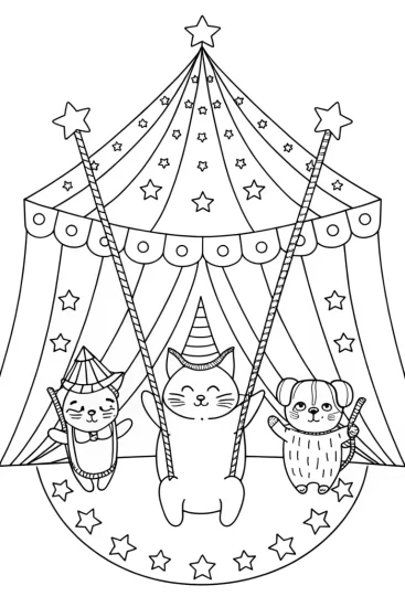 A coloring page of Squishmallow Circus Adventure Coloring Page