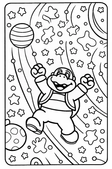A coloring page of Bowser’s Cosmic Dance Party Coloring Page