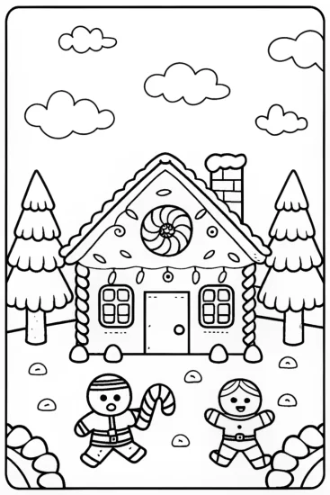 A coloring page of Gingerbread House Sports Day Coloring Page