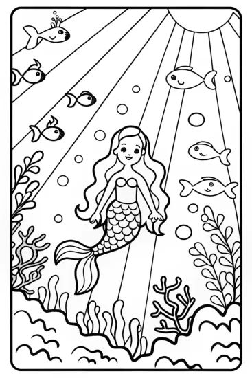 A coloring page of Barbie’s Underwater Adventure Coloring Page