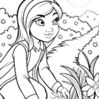 Jasmine and the Celestial Garden Coloring Page