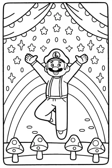 A coloring page of Mario’s Magical Mushroom Ballet Coloring Page