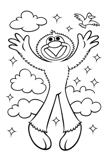 A coloring page of Huggy Wuggy’s Dreamy Adventure Coloring Page