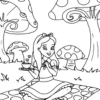 Alice’s Musical Tea Party Coloring Page
