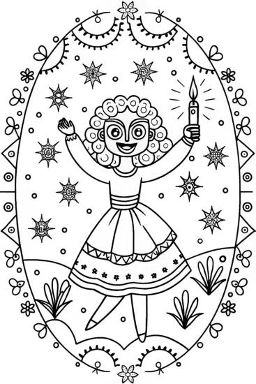 A coloring page of Mirabel’s Magical Candlelight Dance Coloring Page