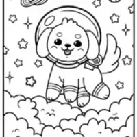 Puppy Astronaut Cosmic Adventure Coloring Page