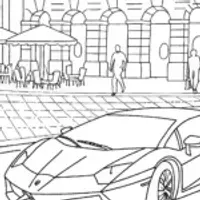 Lamborghini Adventure in the City Coloring Page