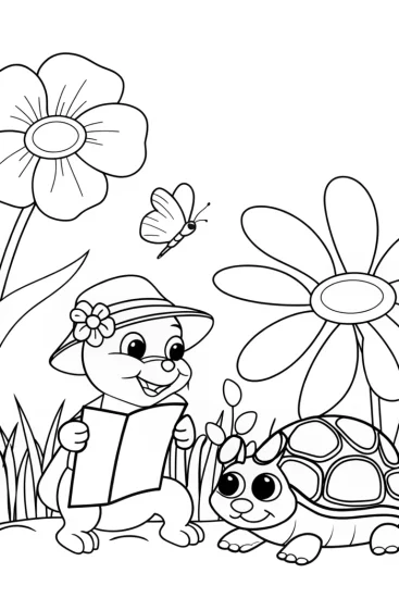 A coloring page of Squishmallow Garden Adventure Coloring Page