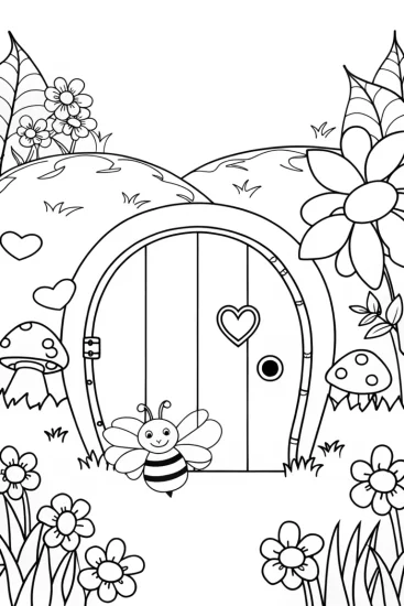 A coloring page of Heartfelt Garden Adventure Coloring Page