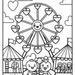 Hearts at the Carnival Coloring Page
