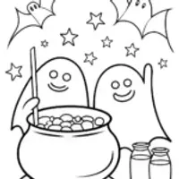 Friendly Ghosts Candy Factory Coloring Page