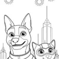 The Super Pup and His Amazing Mech-Companion Coloring Page