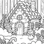 Gingerbread House Adventure Coloring Page
