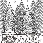 The Cozy Critter Campfire Coloring Page