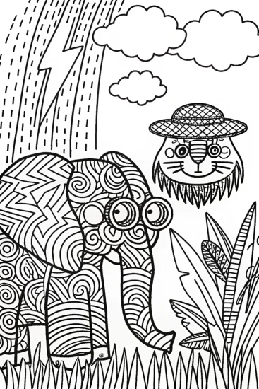 A coloring page of Electro-Safari Adventure Coloring Page