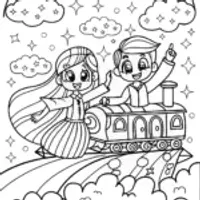 Anime Train Adventure Coloring Page