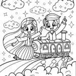 Anime Train Adventure Coloring Page
