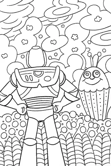 A coloring page of Buzz Lightyear’s Galactic Quest Coloring Page