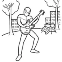 Miles Morales Neighborhood Jam Session Coloring Page