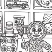 Huggy Wuggy’s Whimsical Workshop Coloring Page