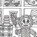 Huggy Wuggy’s Whimsical Workshop Coloring Page