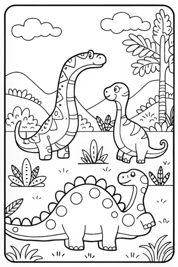 A coloring page of Dino Yoga Retreat Coloring Page