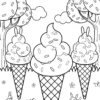The Ice Cream Forest Adventure Coloring Page