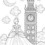 The Princess and the Enchanted Clocktower Coloring Page