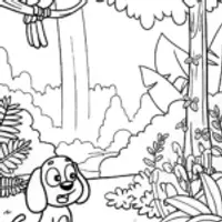Puppy Explorer in the Jungle Coloring Page