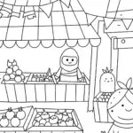 Ninja Market Adventure Coloring Page