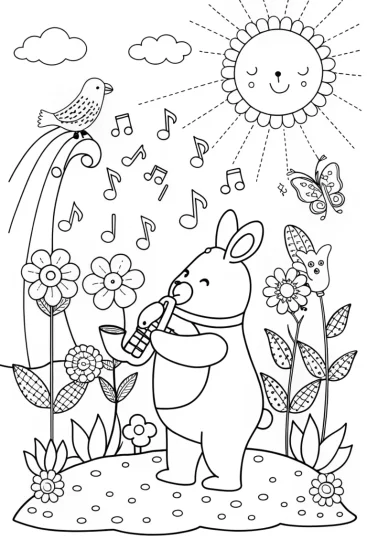 A coloring page of Rainbow Friends Garden Concert Coloring Page