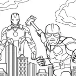 Avengers Assemble in the City Coloring Page