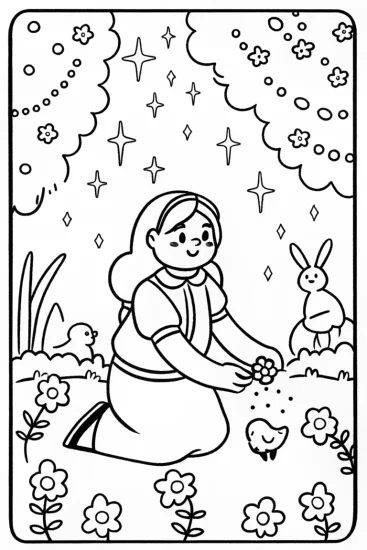 A coloring page of Mirabel’s Magical Seed Adventure Coloring Page