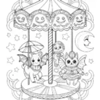 The Haunted Carousel Adventure Coloring Page