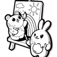 Squishmallow Bear and Bunny Painting Coloring Page