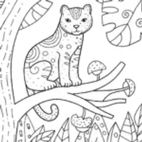 The mystical panther perched in the woods coloring page
