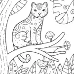 The mystical panther perched in the woods coloring page