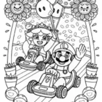 Mushroom Kingdom Kart Parade Coloring Page