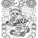 Mushroom Kingdom Kart Parade Coloring Page