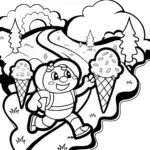 Ice Cream Explorer Adventure Coloring Page