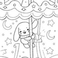 Cinnamoroll’s Dreamy Cloud Carousel Coloring Page