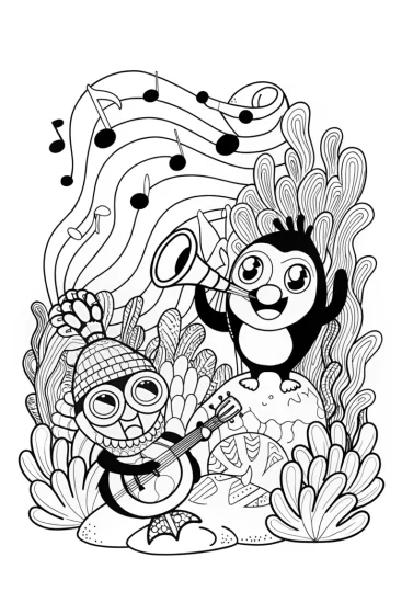 A coloring page of Octonauts’ Underwater Music Jam Coloring Page