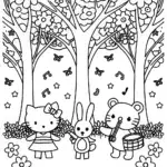 Hello Kitty’s Whimsical Garden Concert Coloring Page
