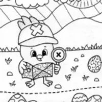 Chick’s Adventure on a Treasure Hunt Coloring Page