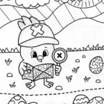 Chick’s Adventure on a Treasure Hunt Coloring Page