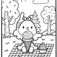 Ice Cream Picnic Adventure Coloring Page